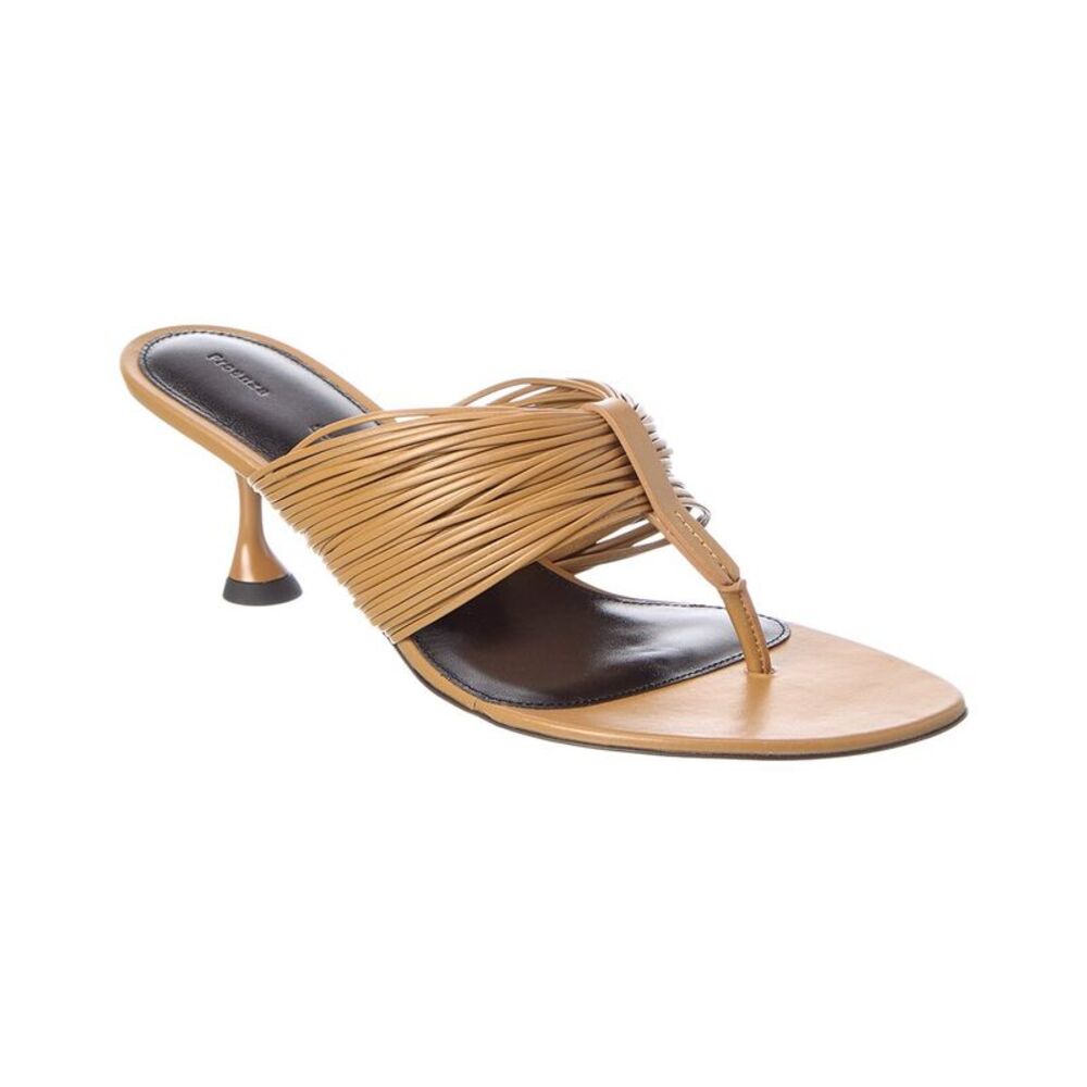 Proenza Schouler Cable T Strap Leather Sandal, Brown